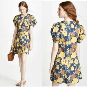 Sea New York Ella Floral Puff Sleeve Mini Dress Preppy 100% Cotton Womens 8